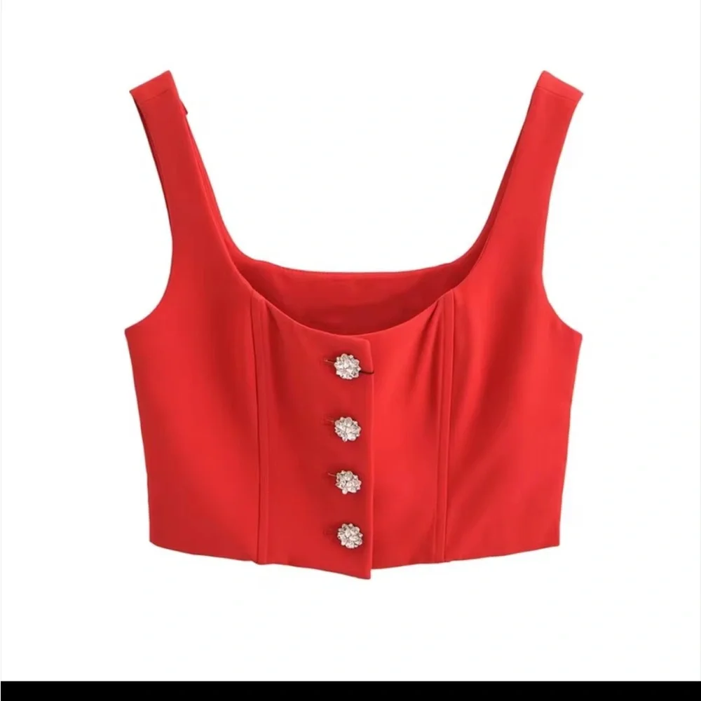 REVOLVE Red High Waist Women Shorts and Crop Top S - Picture 2 of 3